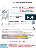 Lecture Topic: Protein Databases: Topics Covered