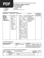 Planificación de Sesión de Aprendizaje Del Area de Ciencia y Tecnologia 3º Secundaria