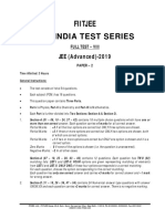 Fiitjee All India Test Series: JEE (Advanced) - 2019