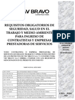 Requisitos Obligatorios SSOMA para Ingreso de Contratistas V&V BRAVO S.A.C