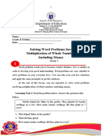 Solving Word Problems Involving Multiplication of Whole Numbers Including Money