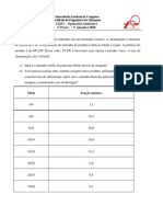 TA631 - Operações Unitárias I 2 Prova - / 1º Semestre 2020