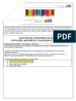 Questões de Conhecimentos Gerais Português, Matemática, Atualidades E Legislação