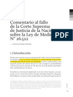 Bruera, Matilde Comentario Al Fallo de La Corte Suprema de Justicia de La Nación Sobre La Ley de Medios #26.522