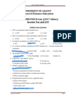 VI Sem. - Income Tax and GST MCQ