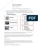 Sectors of The Economy: Primary Sector Secondary / Manufacturing Sector Service / Tertiary' Sector