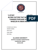 "A Study: On Key Buying Factors That Influence Towards Purchase of Two - Wheeler in Urban Areas