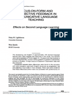 Focus-on-Form and Corrective Feedback in Communicative Language Teaching