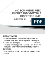 Tools and Equipments Used in Fruit and Vegetable