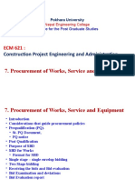 Procurement of Works, Service and Equipment: Construction Project Engineering and Administration