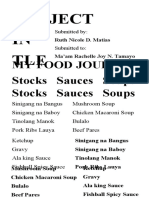 Project IN TLE: My Food Journal Stocks Sauces Soups Stocks Sauces Soups