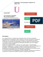 Les Grands Théories de La Linguistique - de La Grammaire Comparée À La Pragmatique