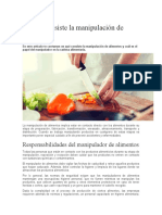 En Que Consiste La Manipulacion de Alimentos