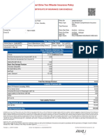 Smart Drive Two Wheeler Insurance Policy: Certificate of Insurance Cum Schedule