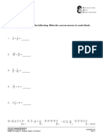 Fractions: Find The Value of Each of The Following. Write The Correct Answer in Each Blank