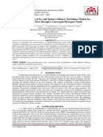 Comparative Analysis of K-ε and Spalart-Allmaras Turbulence Models for Compressible Flow through a Convergent-Divergent Nozzle