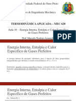 Aula 10 - Unidade 4 - Energia Interna, Entalpia e Calor Específico de Gases Perfeitos