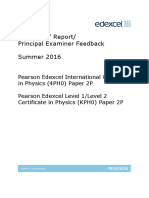 Examiners' Report/ Principal Examiner Feedback Summer 2016