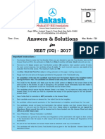 Aakash Neet 2017 Code D Solution