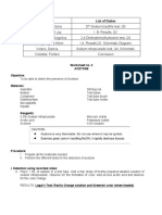 Members List of Duties: Worksheet No. 2 Acetone Objective