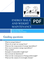 Energy Balance and Weight Maintenance: Ghina Assaf Chedid, Msc. Fundamentals of Human Nutrition