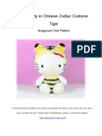 Hello Kitty in Chinese Zodiac Costume Tiger: Amigurumi Doll Pattern