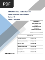 HRM340: Training and Development Group Project On: Regent Airways Section: 02 Group: Captivators