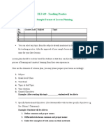 ELT 619 - Teaching Practice Sample/Format of Lesson Planning