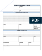 Audit Non Conformance Report Form