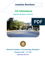 PHD Admissions: Information Brochure