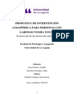 Propuesta de Intervencion Logopedica para Personas Con Laringectomia Total