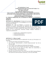 Ley Municipal de Declaratoria de Emergencia Rio Guadalquivir