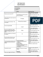 Job Interview Questionnaire: Applicant's Name Phone Number: Date Answer Interviewer Notes Please Check The Box That Apply