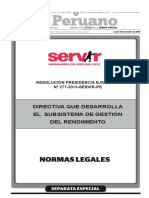 RPE #277-2015-SERVIR-PE - Directiva Que Desarrolla El Subsistema de Gestión Del Rendimiento