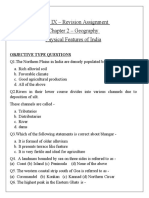 Class IX - Revision Assignment Chapter 2 - Geography Physical Features of India