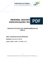 Memorial Descritivo E Especificações Técnicas: Coordenação de Projetos