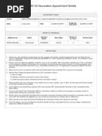 COVID-19 Vaccination Appointment Details: Center Preferred Time Slot