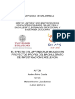 El Efecto Del Aprendizaje Basado en Proyectos Propio Del Bachillerato de Investigación-Excelencia