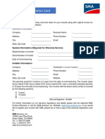 Warranty Registration Card: Battery Inverter