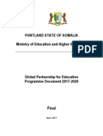 Puntland State of Somalia Ministry of Education and Higher Education