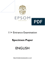 Epsom College 11 Specimen English