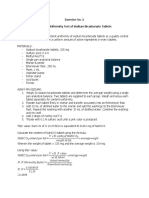 Exercise No. 2 Content Uniformity Test of Sodium Bicarbonate Tablets