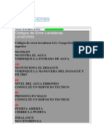 Códigos de Errores de Varias Tipos de Lavadoras