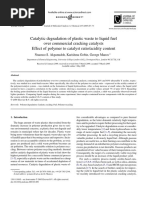 Catalytic Degradation of Plastic Waste To Liquid Fuel Over Commercial Cracking Catalysts Effect of Polymer To Catalyst Ratio/acidity Content