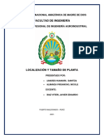 Localizacion de Planta y Tamaño FORMULACIÓN