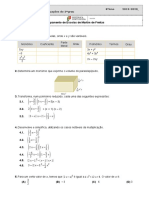 Ficha de Trabalho - Monómios, Polinómios e Equações Do 2ºgrau