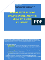 Senior High School Online Enrollment Is Still On Going! S.Y 2020-2021