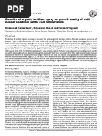 Benefits of Organic Fertilizer Spray On Growth Quality of Chili Pepper Seedlings Under Cool Temperature