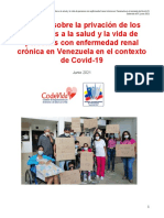 Informe Sobre La Privación de Los Derechos A La Salud y A La Vida de Personas Con Enfermedad Renal Crónica en Venezuela en El Contexto de COVID-19