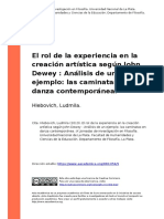 El Rol de La Experiencia en La Creacion Artistica Segun John Dewey Analisis de Un Ejemplo Las Caminatas en Da (..)